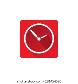 vector flat trendy design clock icon / alarm icon with long shadow template for app or web site