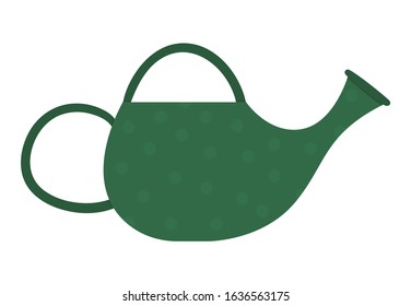 Vector flat trendy green watering can. Garden equipment isolated on white background. Beautiful spring or summer home gardening illustration
