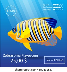 Vector flat tropical reef fish icon. Eps10