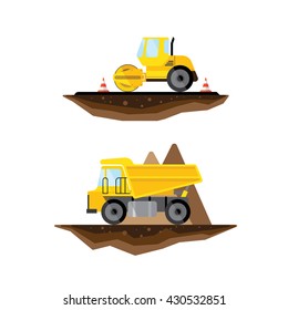 Vector flat truck and asphalt