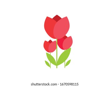 Vector flat tulip icon (flower) isolated on white background. Spring, mother's day, March 8th.