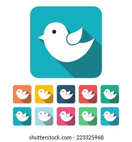 Vector flat twitter icons long shadow 