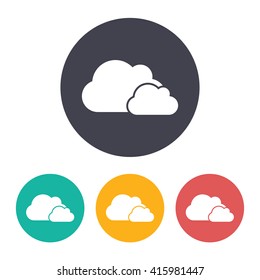 Vector flat two clouds icon with set of 3 colors 