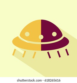 Vector flat ufo icon. Isolated colored icon for logo, web site design, app, UI. 