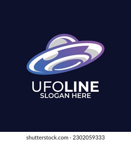 vector flat ufo line logo template
