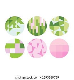 vector flat ultra minimalistic illustrations, united by the theme of spring, which are inscribed in a circle. very stylized image of nature in spring. can be used as web design elements, icons.