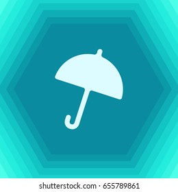 Vector flat umbrella icon on hexagonal background 