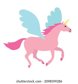 Vector flat unicorn pegasus isolated on white background