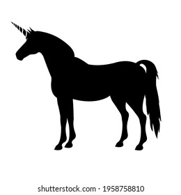 Vector flat unicorn silhouette isolated on white background
