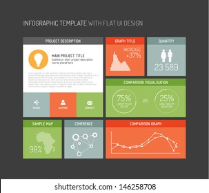 Vector flat user interface (UI) infographic template / design - dark version