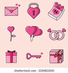 vector flat valentine's day design elements collection