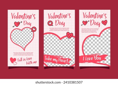 Vector flat valentine's day instagram stories collection