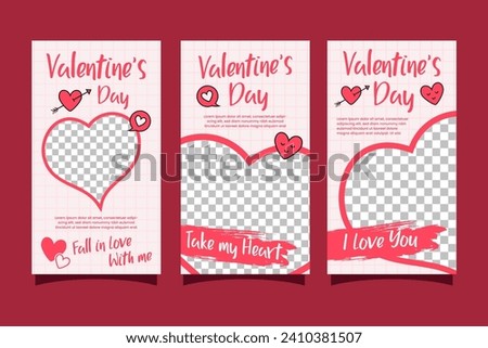 Vector flat valentine's day instagram stories collection