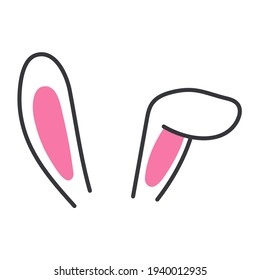 Vector flat variety of rabbit ears For decoration at a children's party on Easter.
