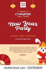 vector flat vertical poster template for chinese new year celebration