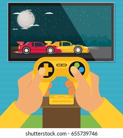 Vector flat video game illustration. 