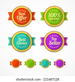 Vector flat Vintage Labels template set. Sale design elements. 
