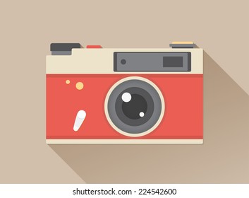 Vector flat vintage photo camera icon