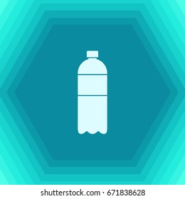 Vector flat water bottle on hexagonal background 