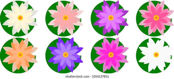 Vector flat water lilies set