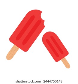 Vector Flat watermelon or strawberry popsicle elements isolated on white background. Vector eps10 illustration. Set of minimal frozen popsicle, vector juicy ice cream icons.