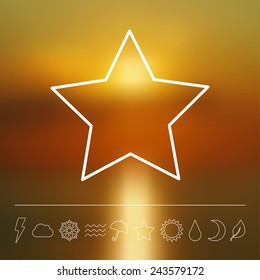 Vector flat weather icon set on blur. Sun star moon cloud snow fog rain. Eps10