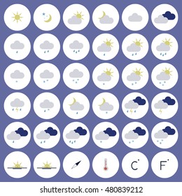 vector flat weather icons set