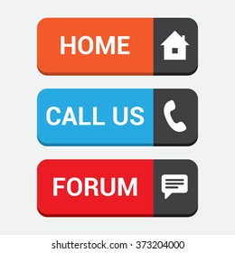 Vector Flat Web Buttons: home, call us, forum