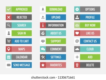 Vector Flat Web Buttons Set Navigation Stock Vector (Royalty Free ...