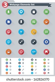 Vector flat web page elements and buttons icon set