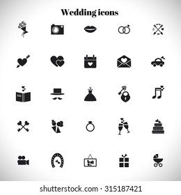 Vector flat wedding icons, big set.