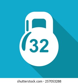 Vector flat weight icon isolated on blue background. Eps10