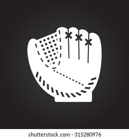 Vector flat white baseball glove icon on dark background 