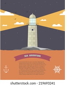Vector Flat White Beacon.Sea Adventure