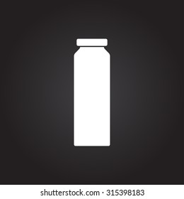 Vector flat white bottle with juice template on dark background 