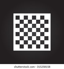 Vector flat white checkers board icon on dark background 