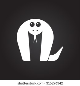 Vector flat white cobra icon on dark background 