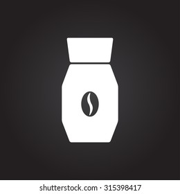Vector flat white coffee bottle template on dark background 