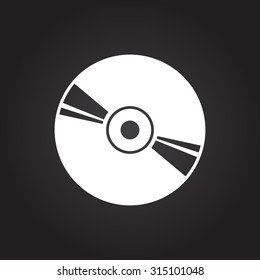Vector flat white compact disc icon on dark background 