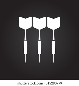 Vector Flat White Darts Icon On Dark Background 