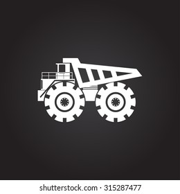 Vector flat white heavy machine icon on dark background 