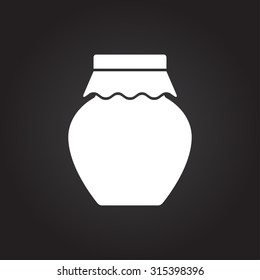 Vector flat white homemade jam bottle template on dark background 