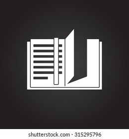 Vector flat white notebook icon on dark background 