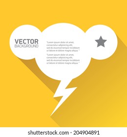 vector flat white paper speech bubble on orange background