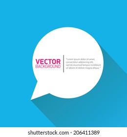 vector flat white paper speech bubble on blue background