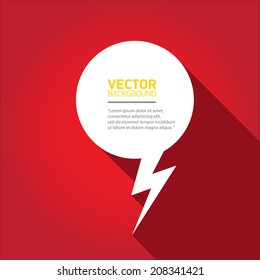vector flat white paper speech bubble icon on red background. can be used for merry christmas card or background