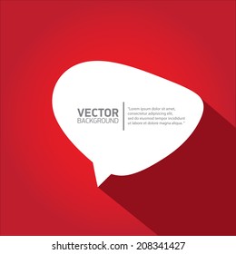 vector flat white paper speech bubble icon on red background. can be used for merry christmas card or background