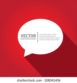 vector flat white paper speech bubble icon on red background. can be used for merry christmas card or background