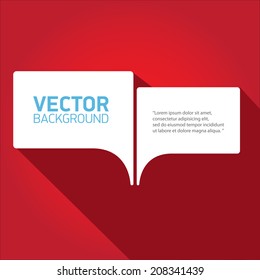 vector flat white paper speech bubble icon on red background. can be used for merry christmas card or background