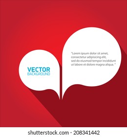 vector flat white paper speech bubble icon on red background. can be used for merry christmas card or background